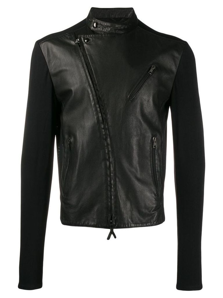 Giorgio Armani Pre-Owned 1990's contrast panels biker jacket - Black