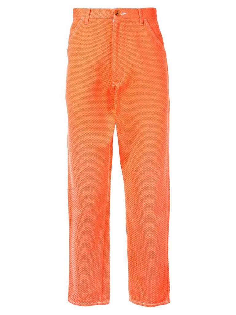 Comme Des Garçons Pre-Owned cropped waffle trousers - ORANGE