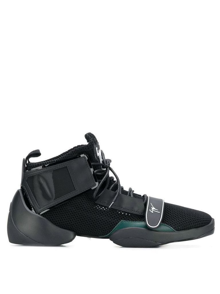 Giuseppe Zanotti split sole logo strap sneakers - Black