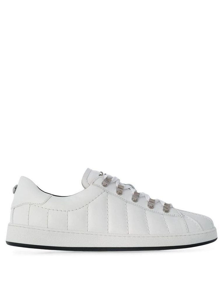 Balmain quilted lace-up sneakers - White