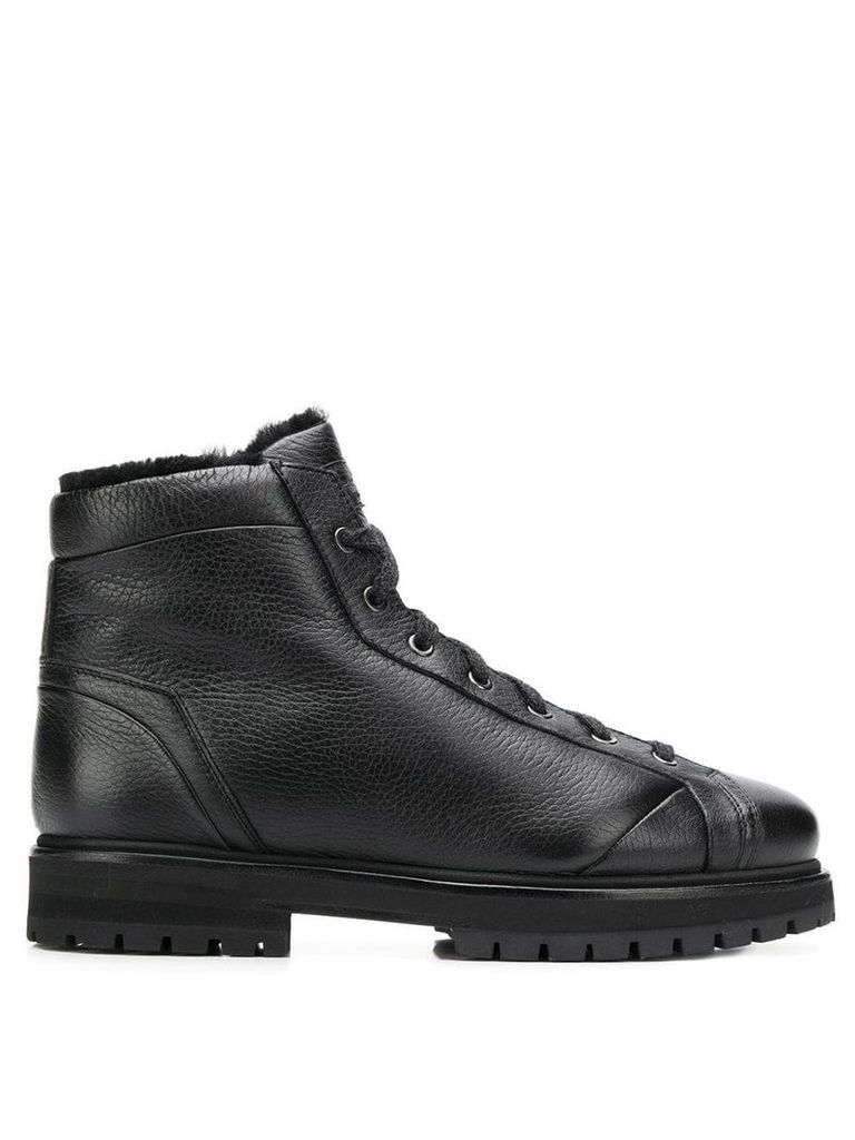 Santoni lined lace-up ankle boots - Black