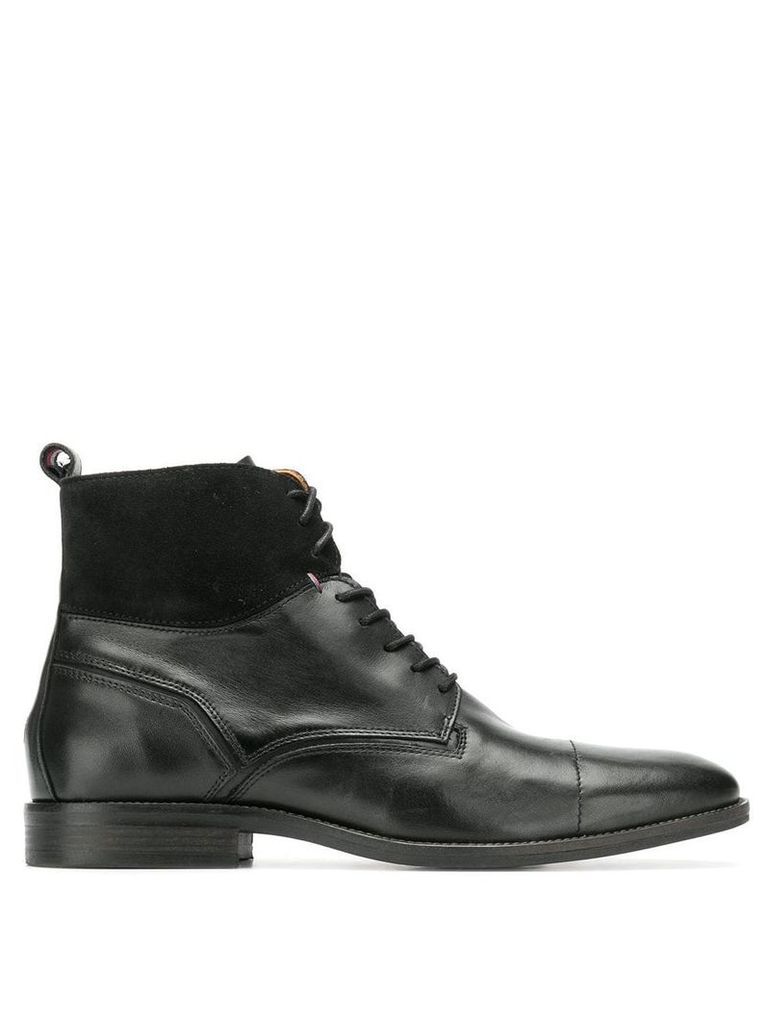 Tommy Hilfiger panelled lace up boots - Black