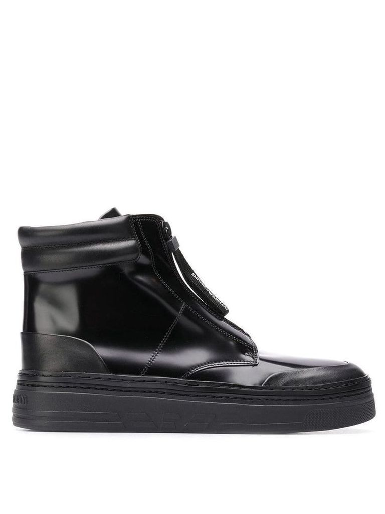 Emporio Armani hi-top zipped sneakers - Black