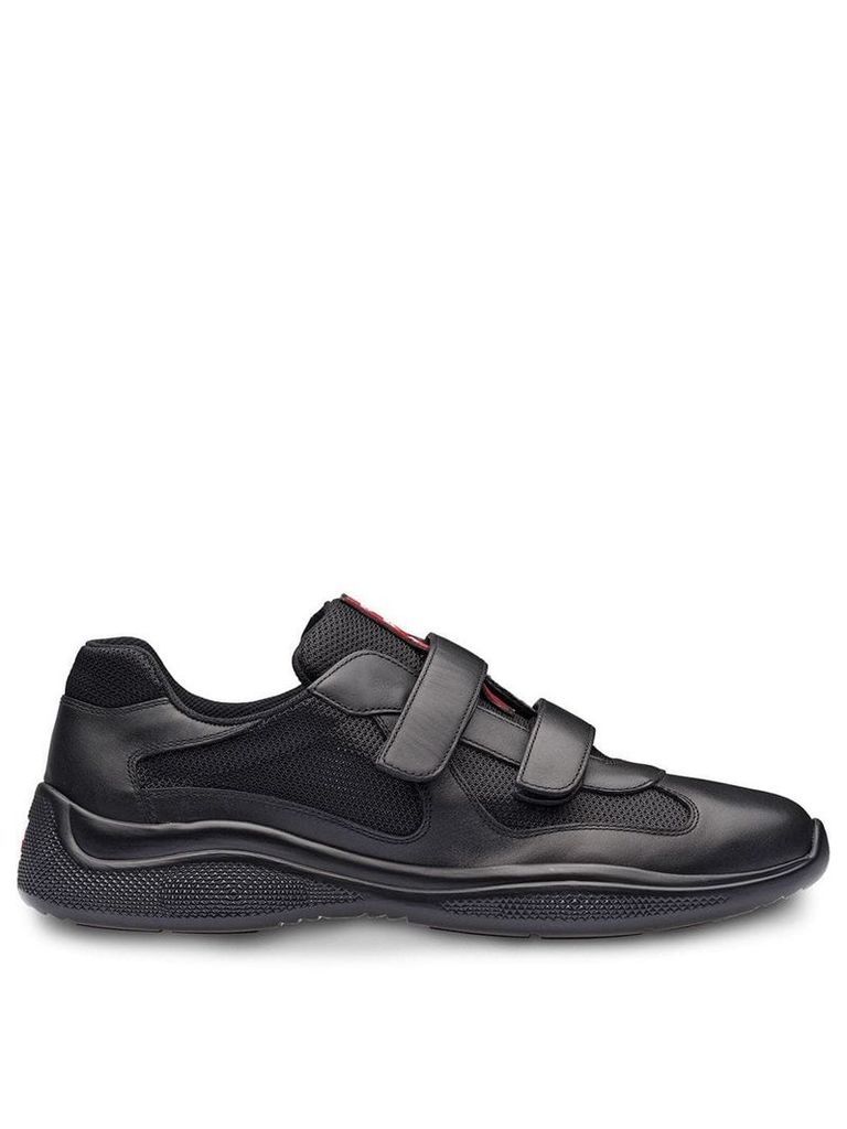 Prada leather and technical fabric sneakers - Black