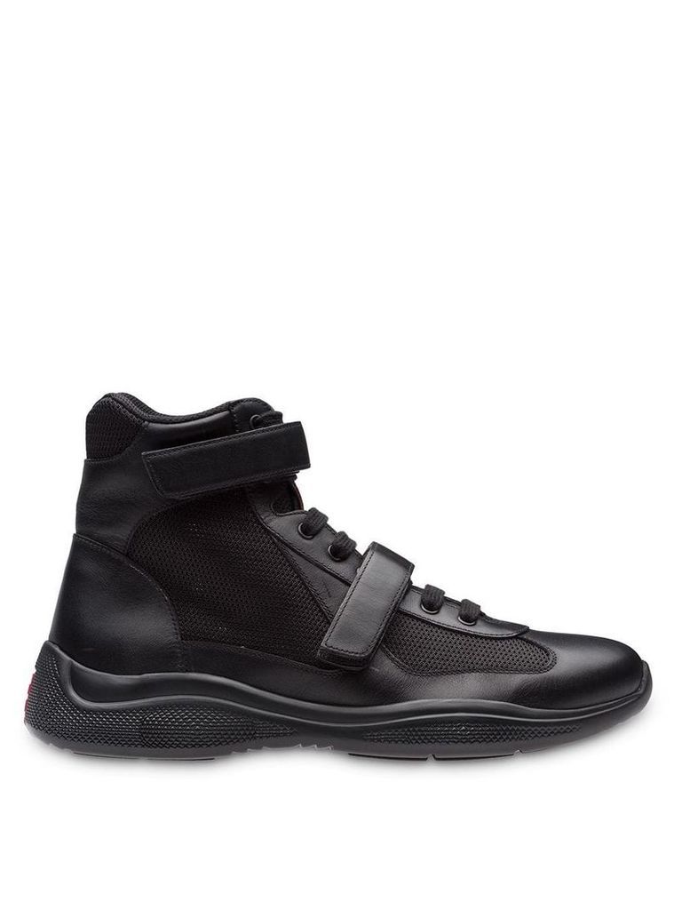 Prada Leather and fabric high-top sneakers - Black