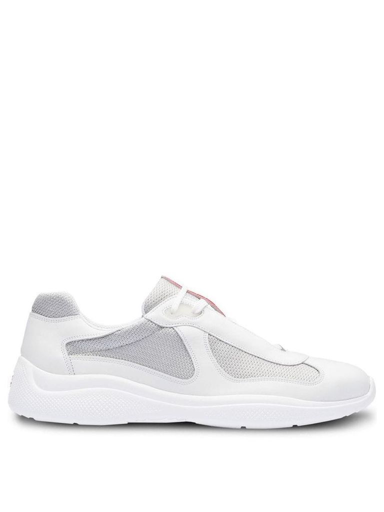 Prada Leather and technical fabric sneakers - White