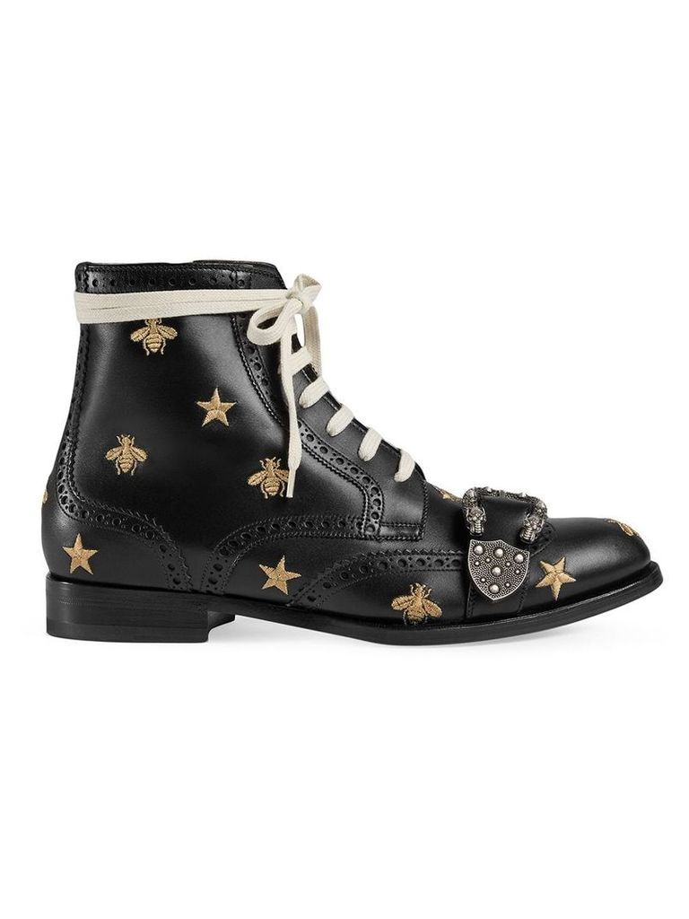 Gucci Queercore embroidered brogue boots - Black