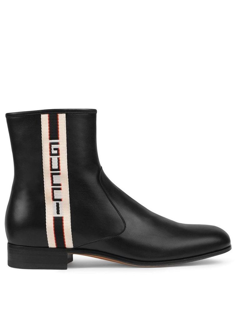 Gucci Gucci stripe leather boots - Black
