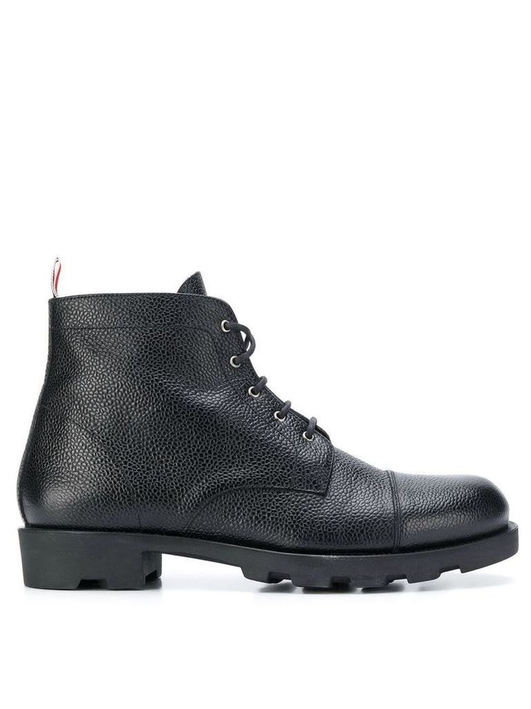 Thom Browne Panama Rubber Leather Derby Boot - Black