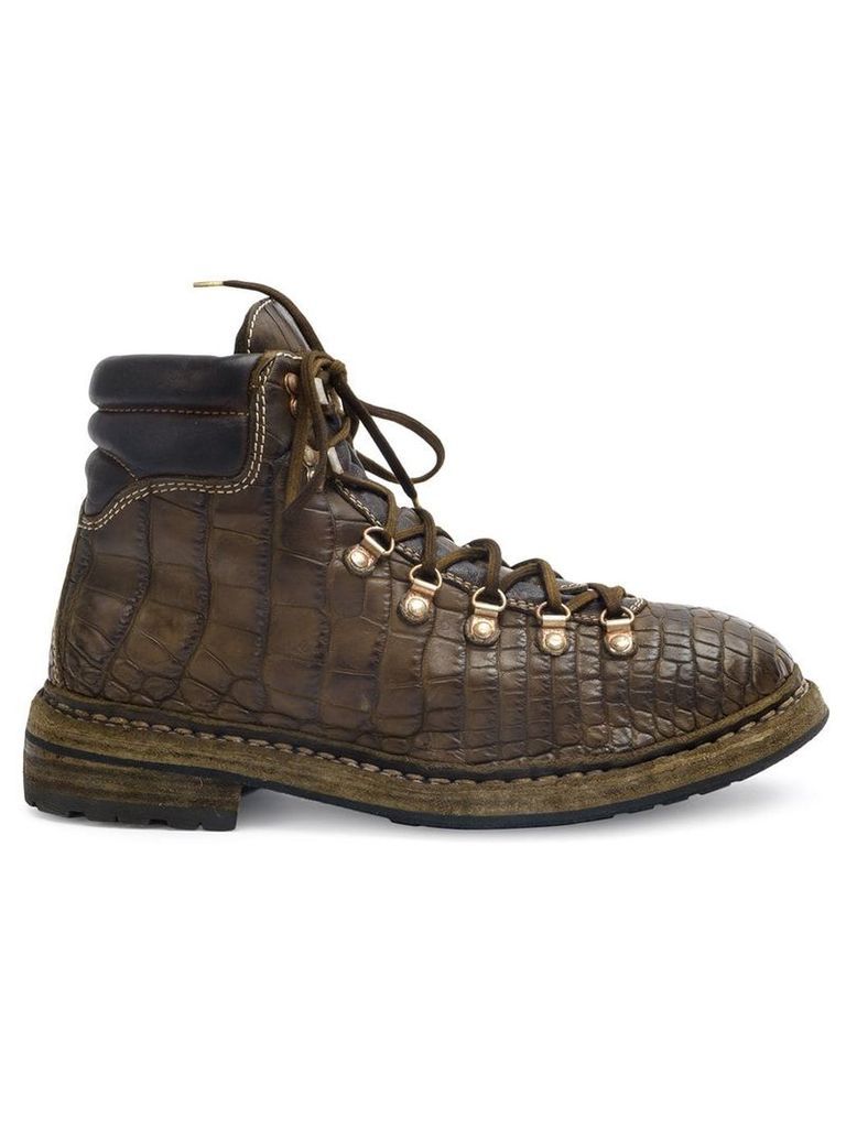 Guidi crocodile textured boots - Brown