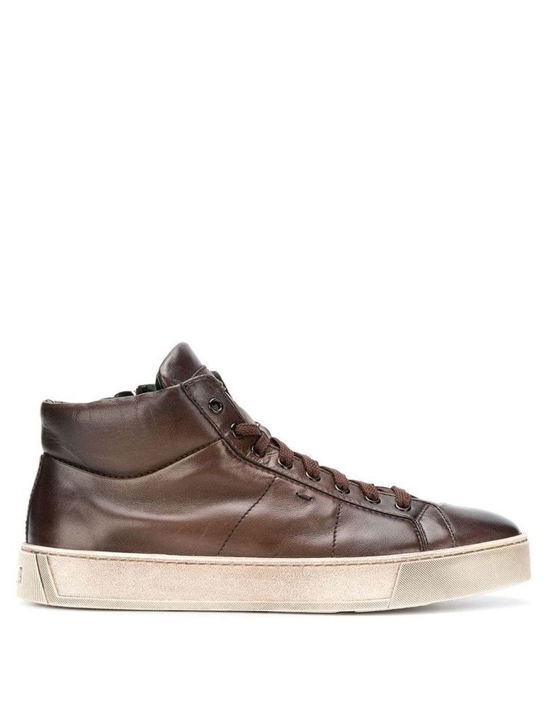 Santoni ankle lace-up sneakers - Brown