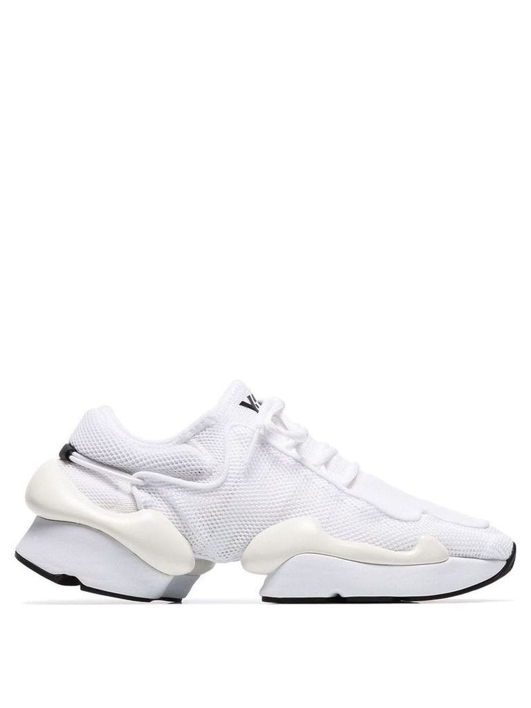 Y-3 white Kaiwa Pod mesh low top sneakers