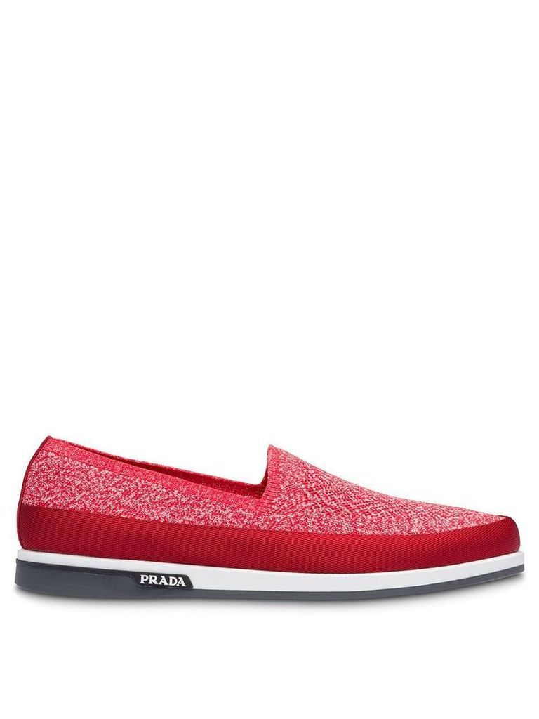 Prada twill mouliné knit slip-on sneakers - Red