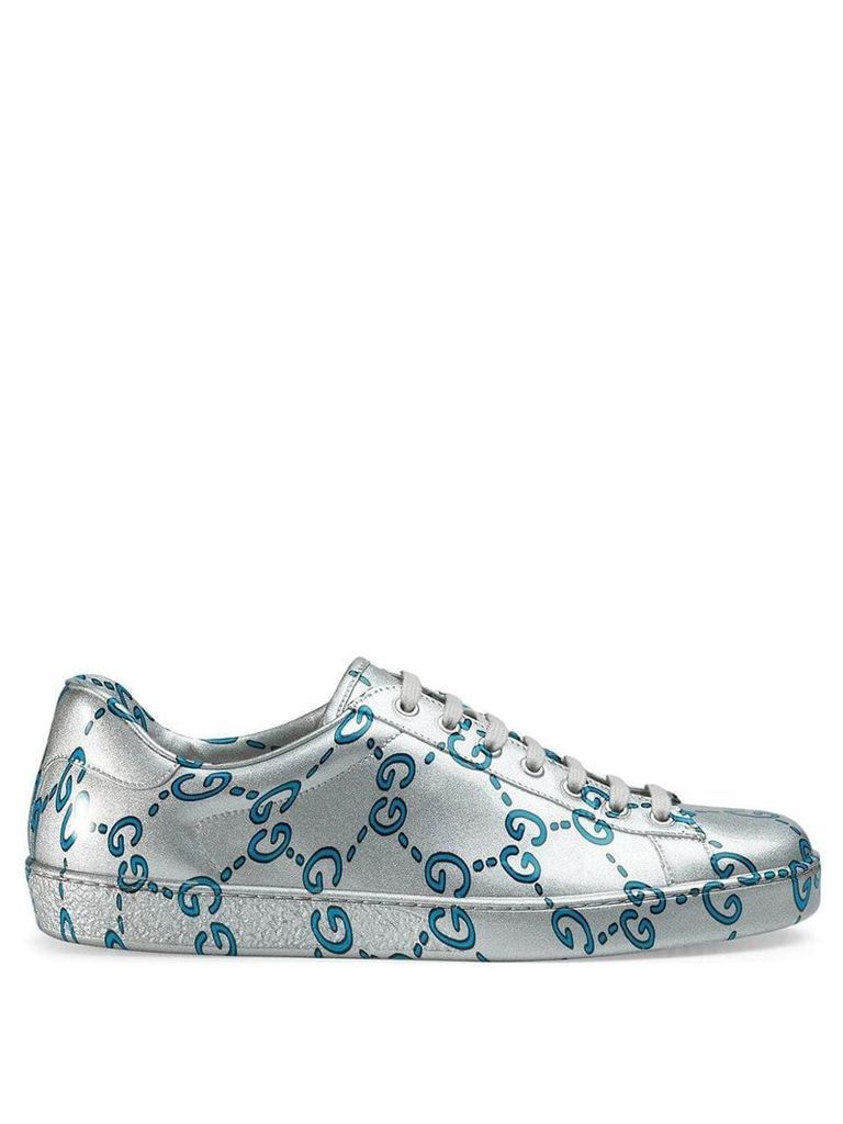 Gucci Ace GG coated leather sneakers - SILVER