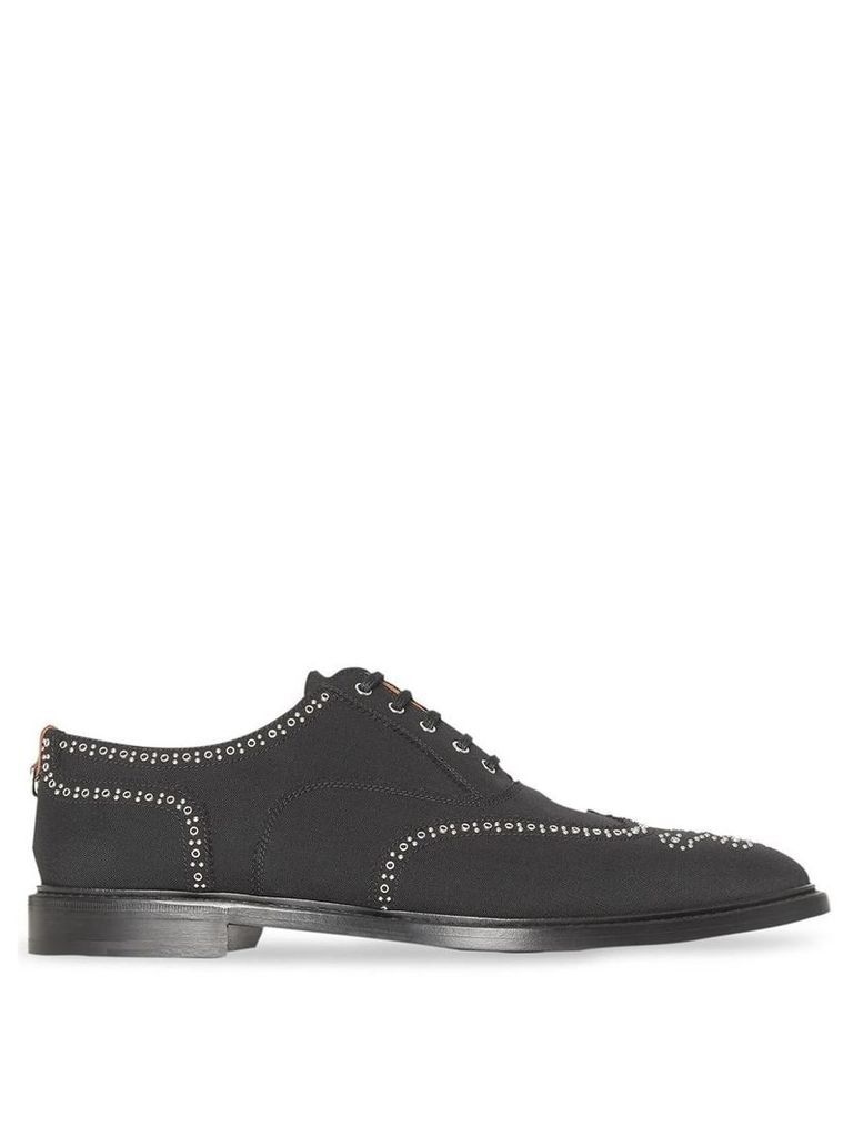 Burberry Studded Mohair Wool Brogues - Black