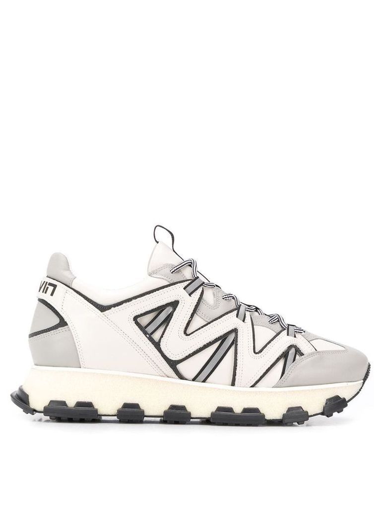 LANVIN panelled lace-up sneakers - Grey