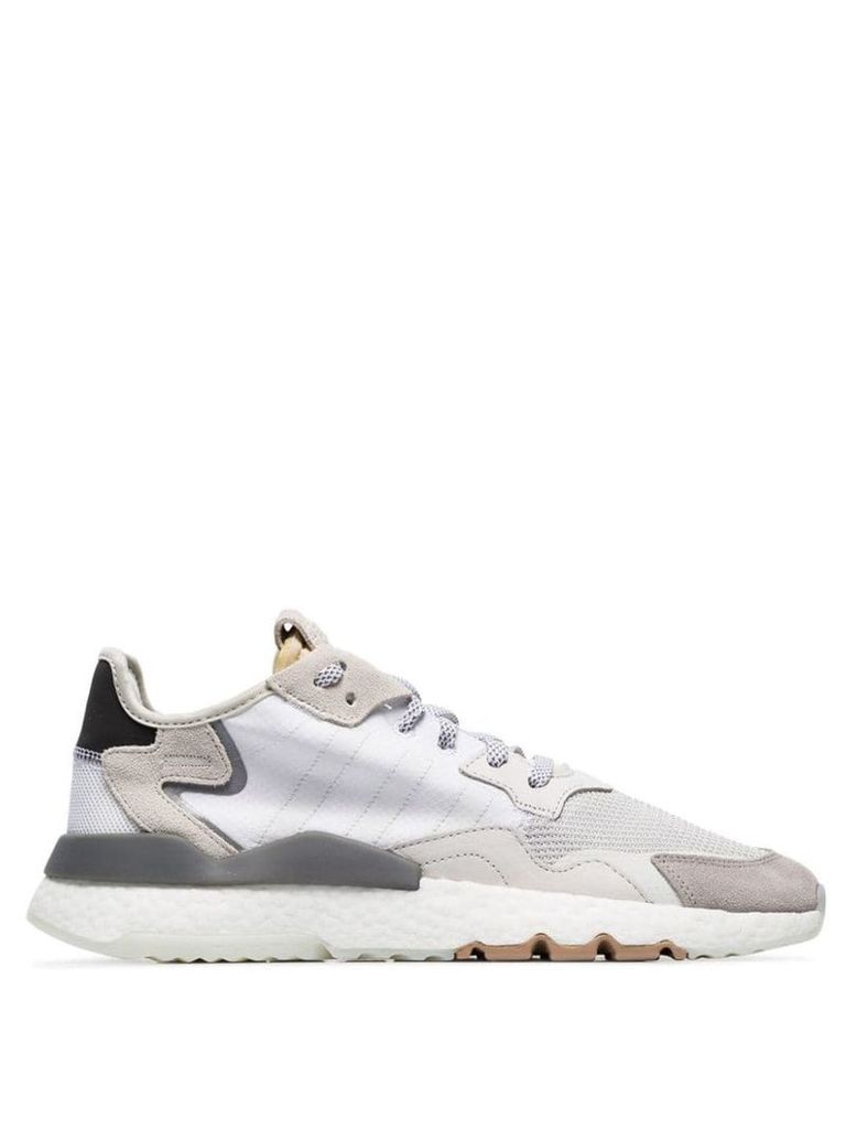 adidas white Nite Jogger suede and leather low-top sneakers