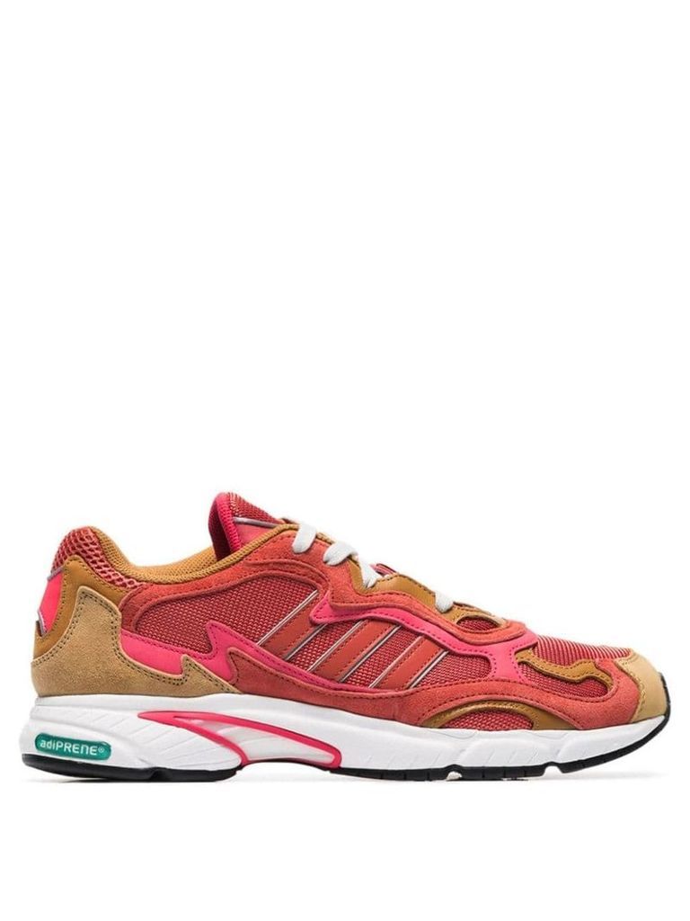 adidas orange Temper Run Subtle 90s leather and suede low-top sneakers