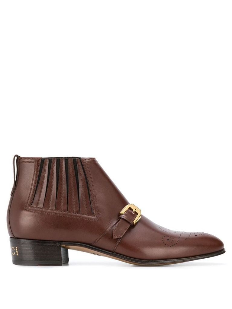 Gucci buckle detail ankle boots - Brown