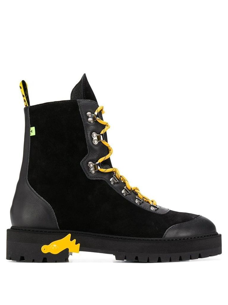 Off-White contrasting lace-up boots - Black