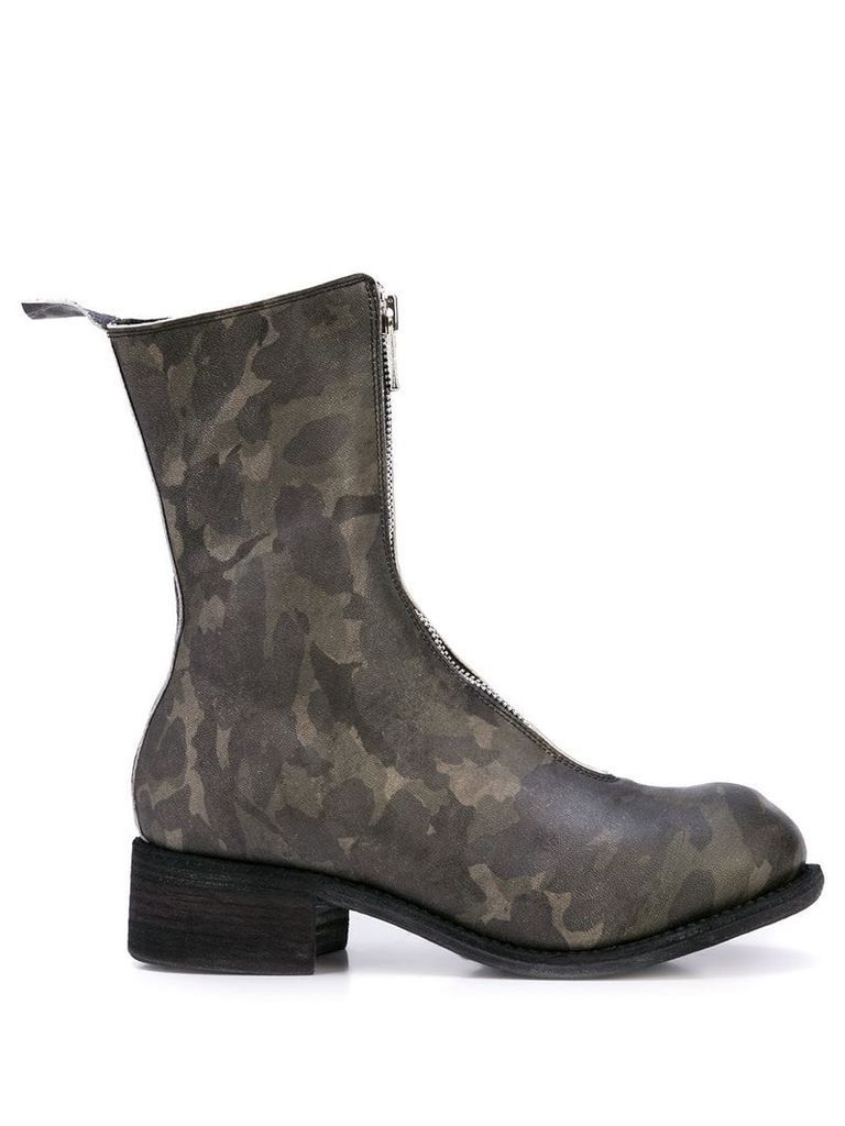 Guidi camouflage pattern zip boots - Green
