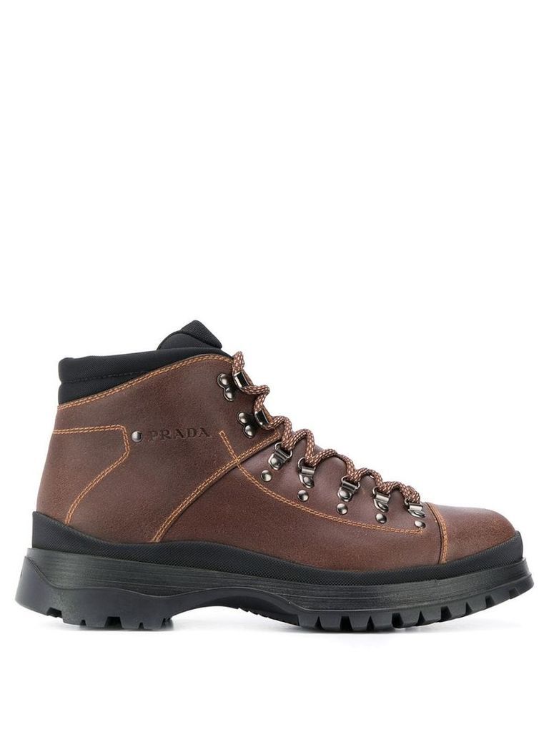 Prada hiking style ankle boots - Brown