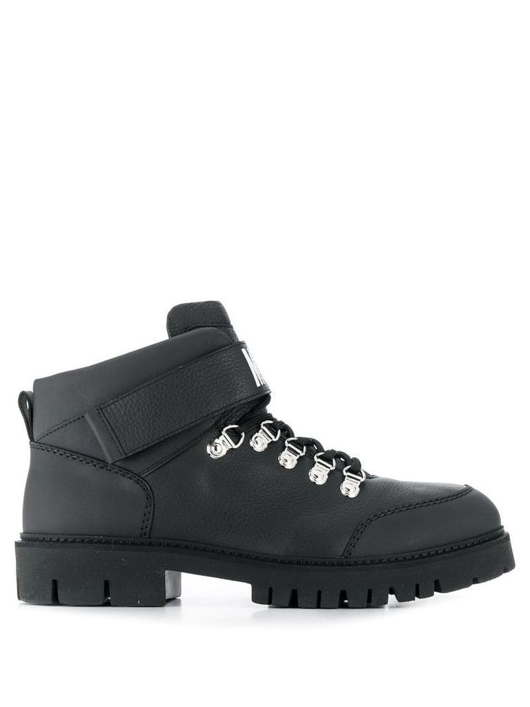 Moschino flat hiking boots - Black