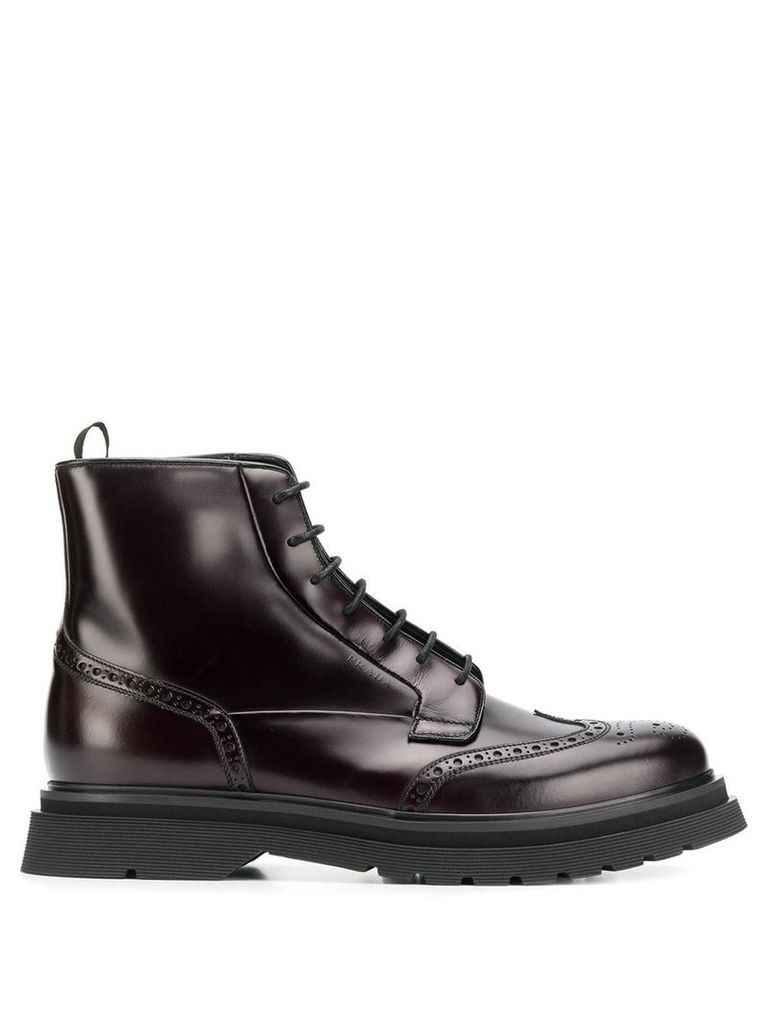 Prada brogue detail boots - Black