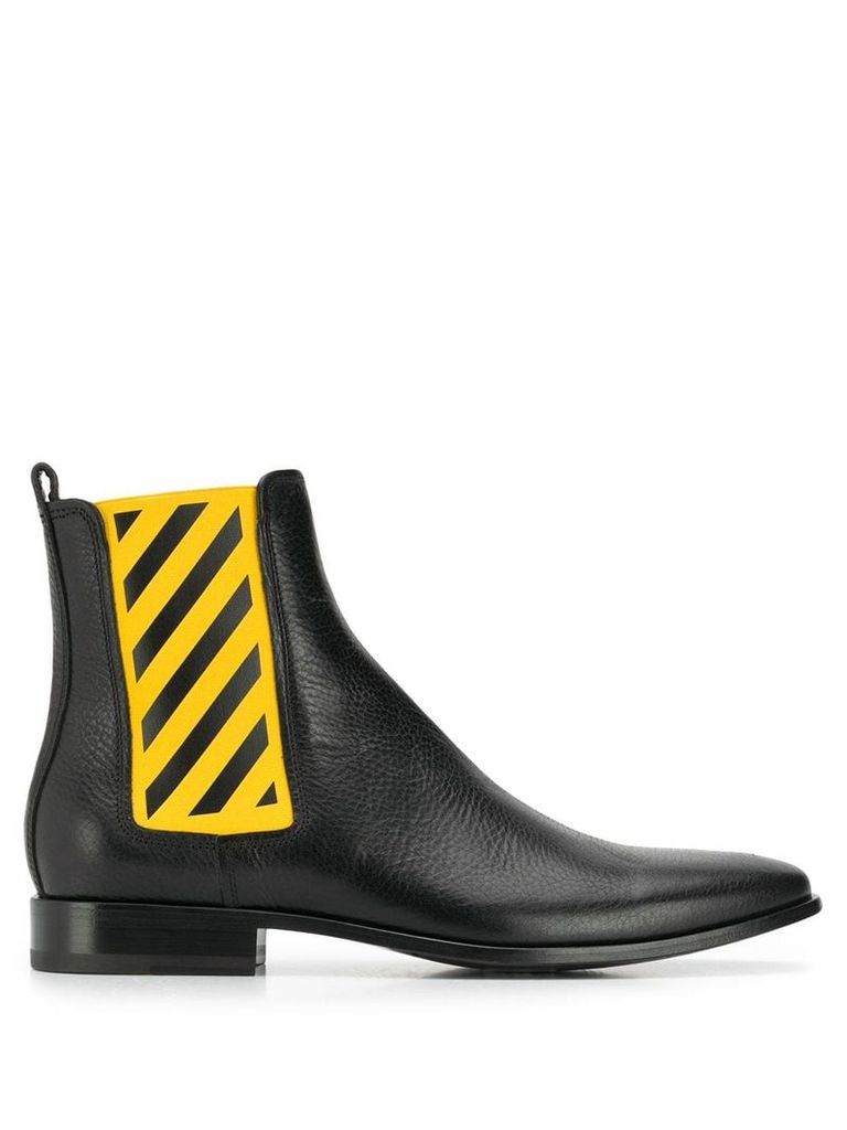 Off-White diagonal stripe Chelsea boots - Black