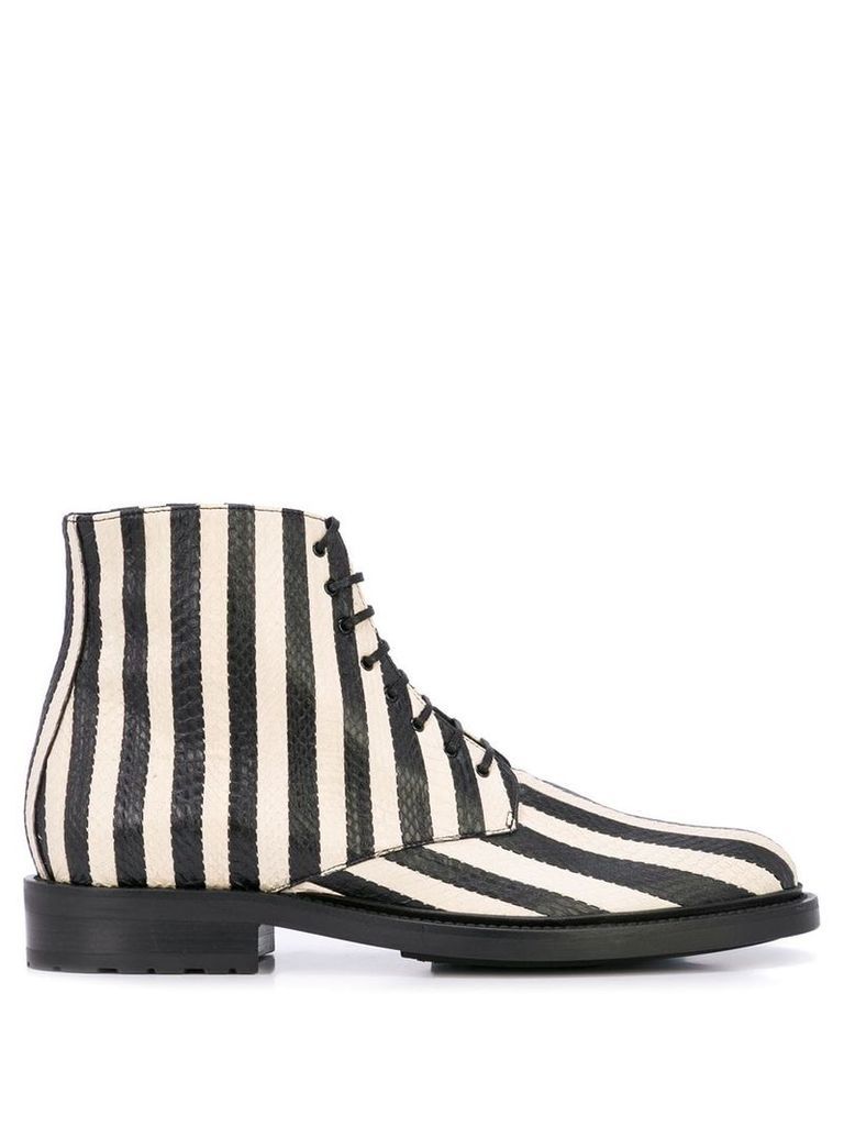 Saint Laurent striped ankle boots - Black
