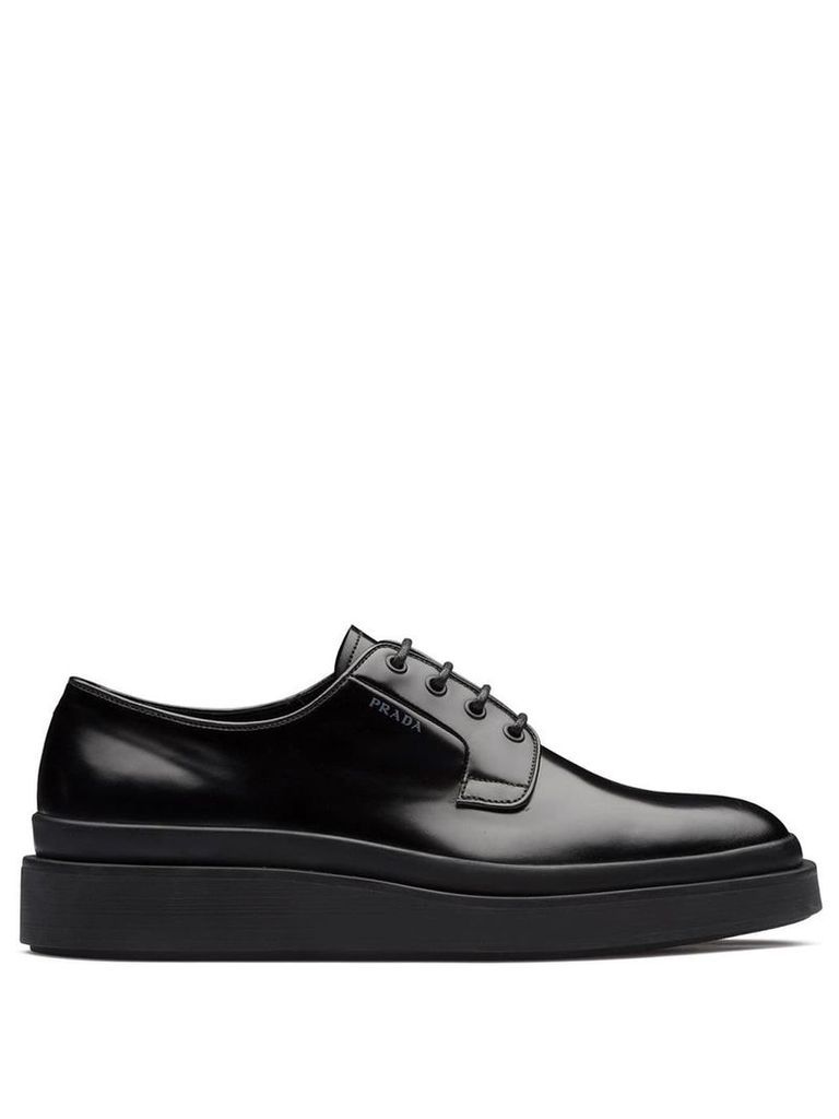 Prada brushed leather derby shoes - Black