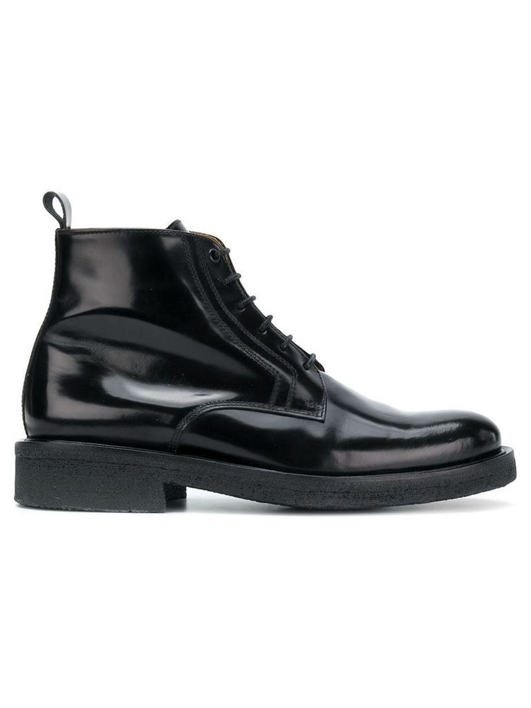Ami Paris Laced Boots With Crepe Sole - Black