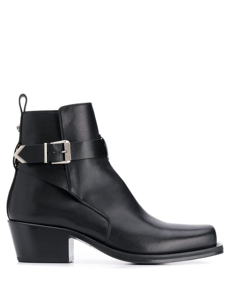 Versace buckled ankle boots - Black
