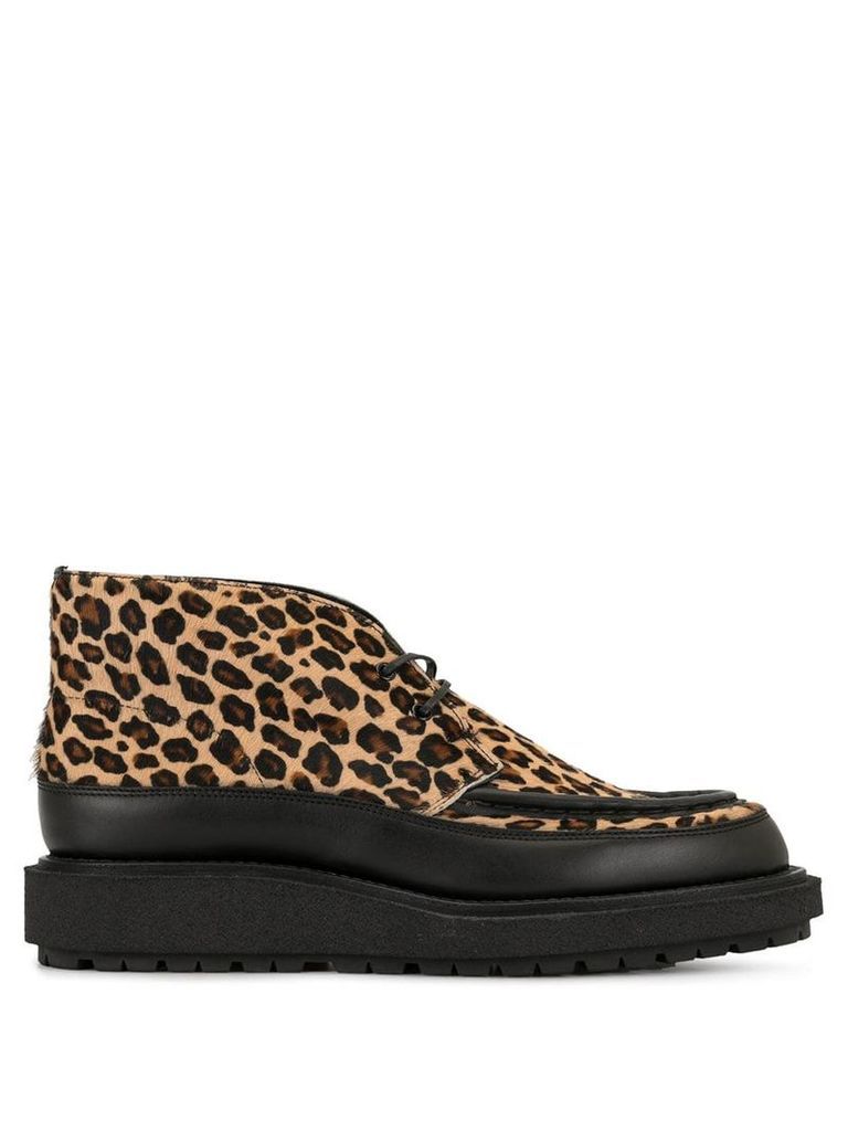 Sacai leopard print boots - Brown