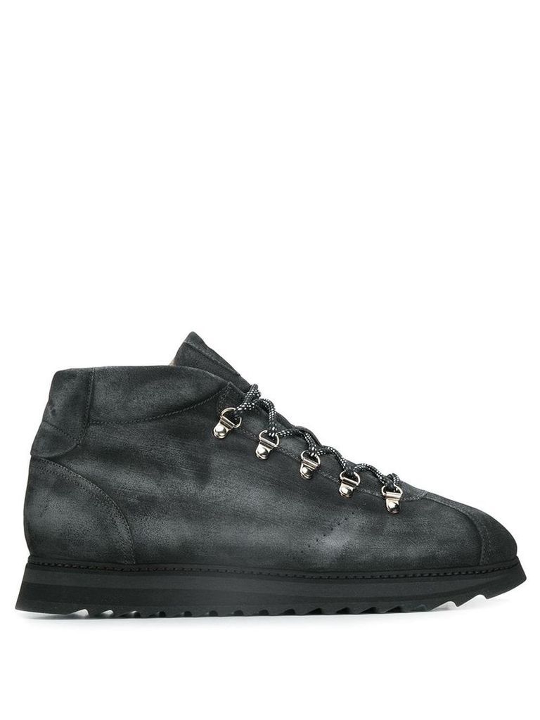 Doucal's ridged-sole lace-up ankle boots - Grey