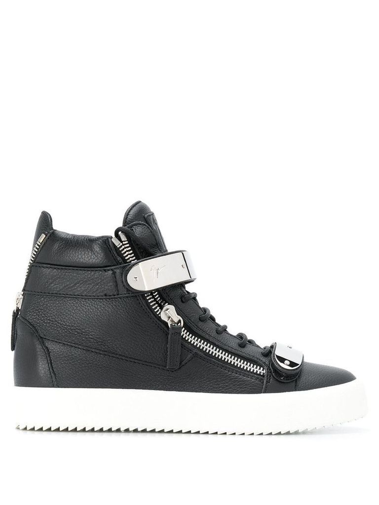 Giuseppe Zanotti contrast strap hi-top sneakers - Black