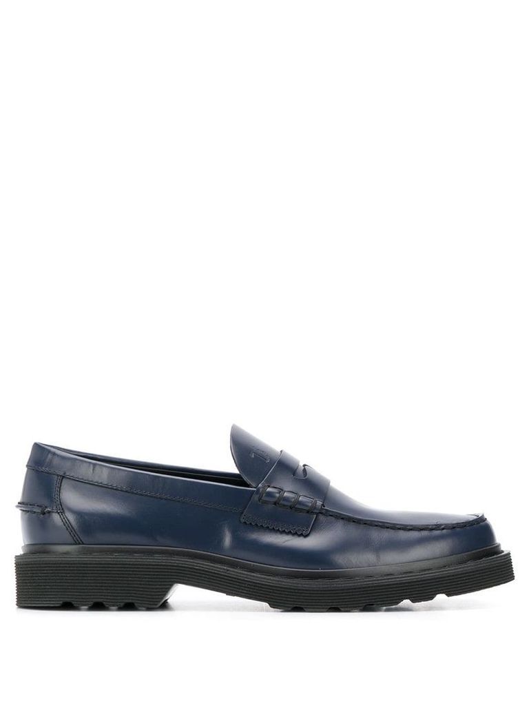 Tod's logo embossed loafers - Blue