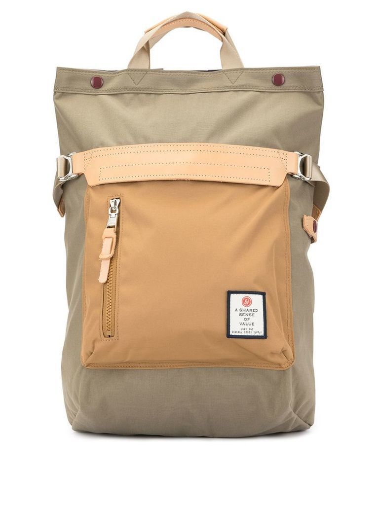 As2ov contrast panel backpack - Brown