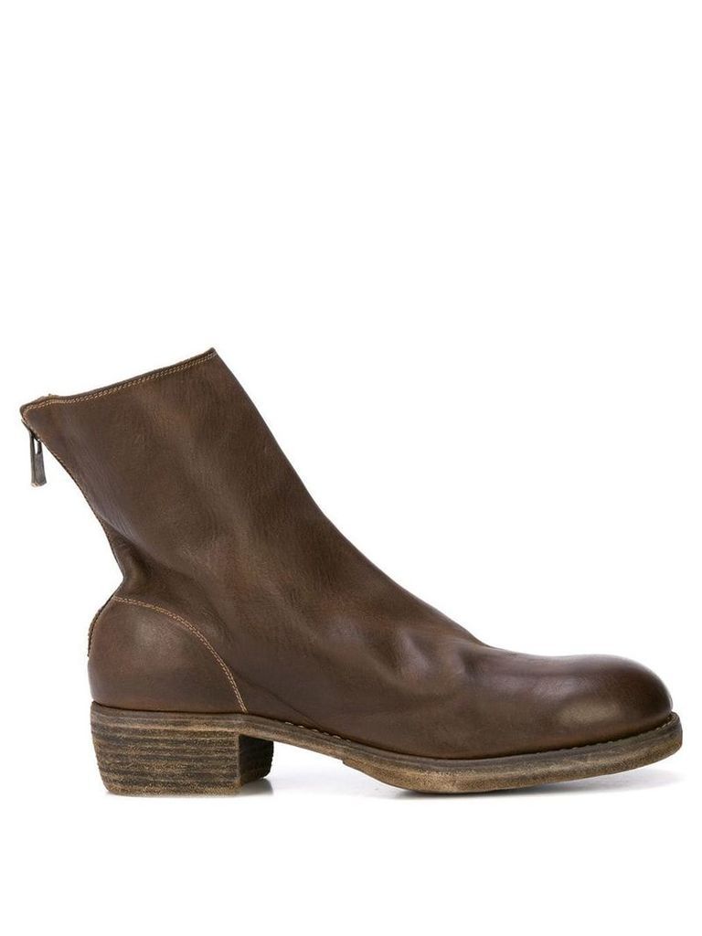 Guidi rear zip ankle boots - Brown