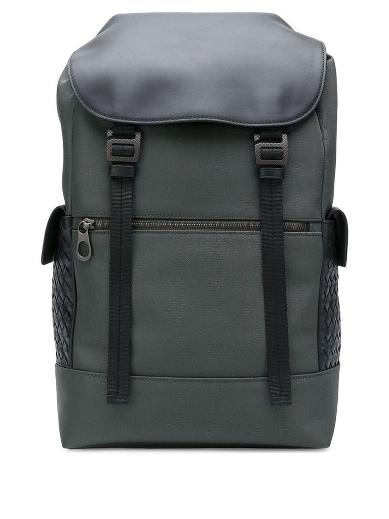Bottega Veneta Intrecciato panel backpack - Grey
