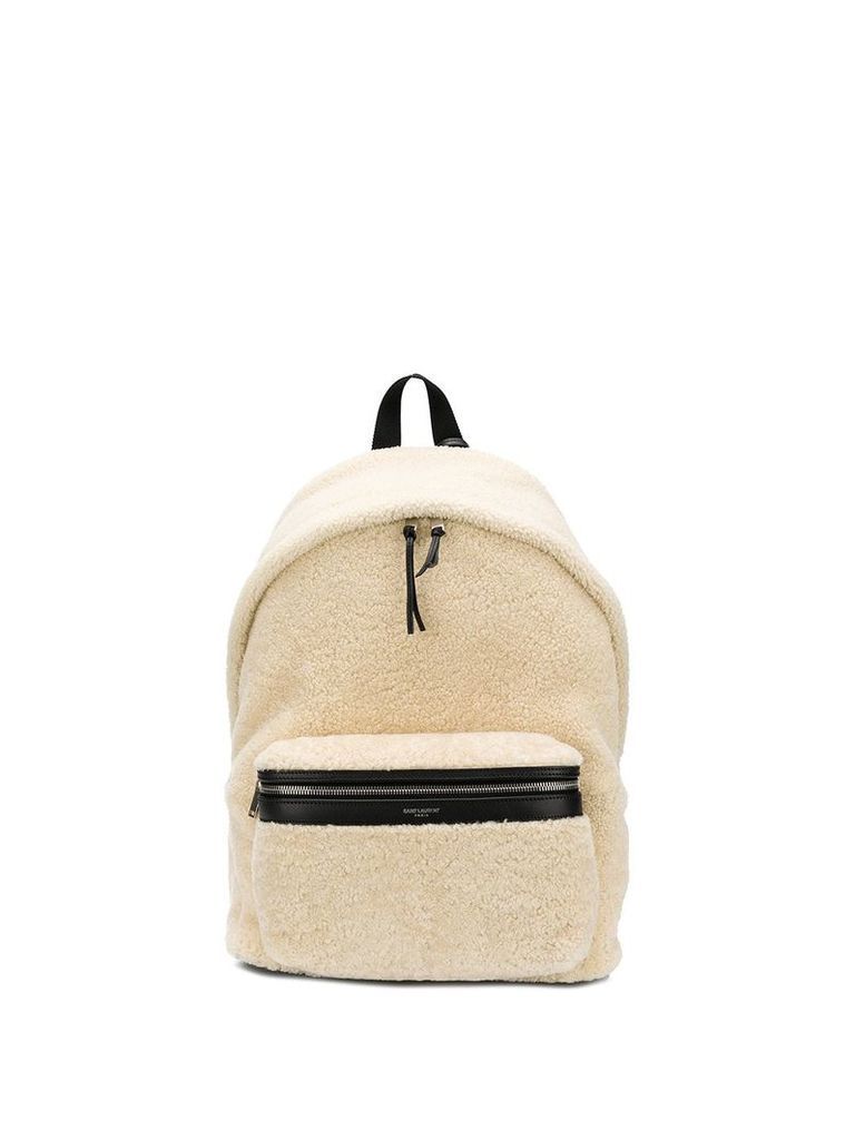 Saint Laurent fleece backpack - White