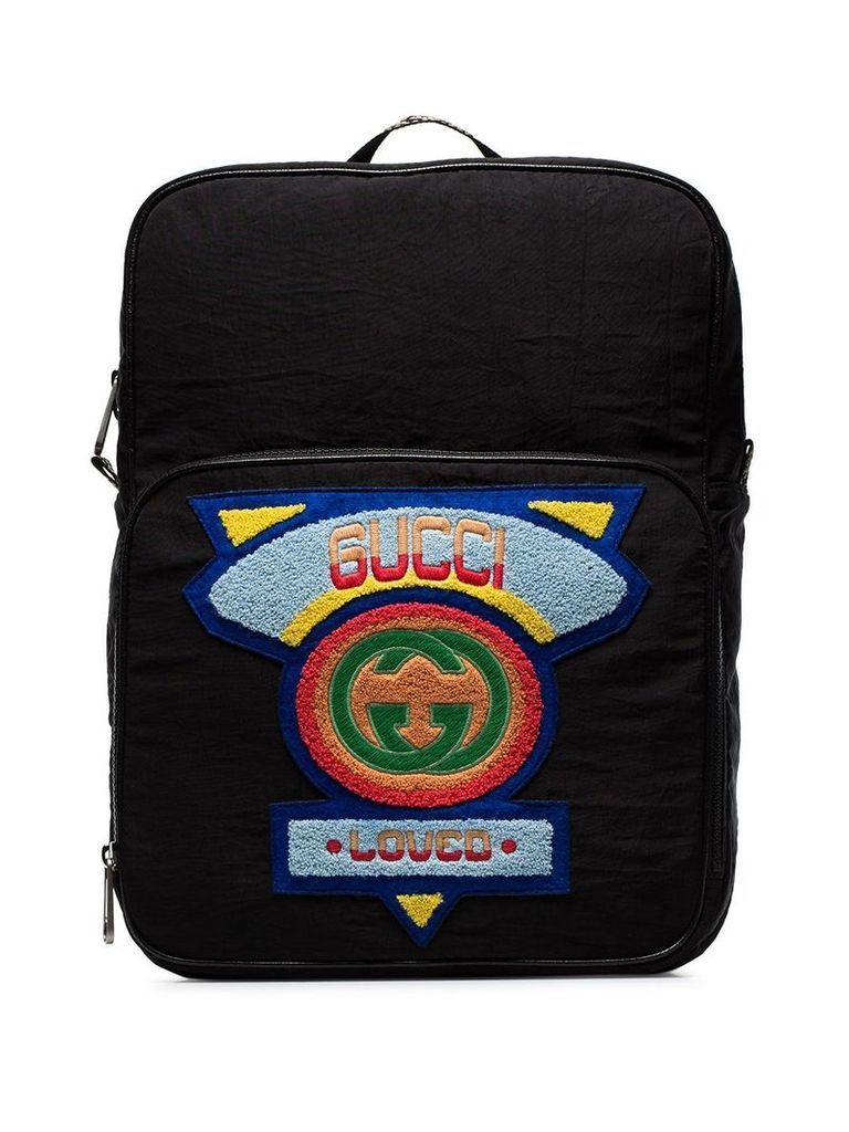 Gucci logo badge embellished backpack - Black