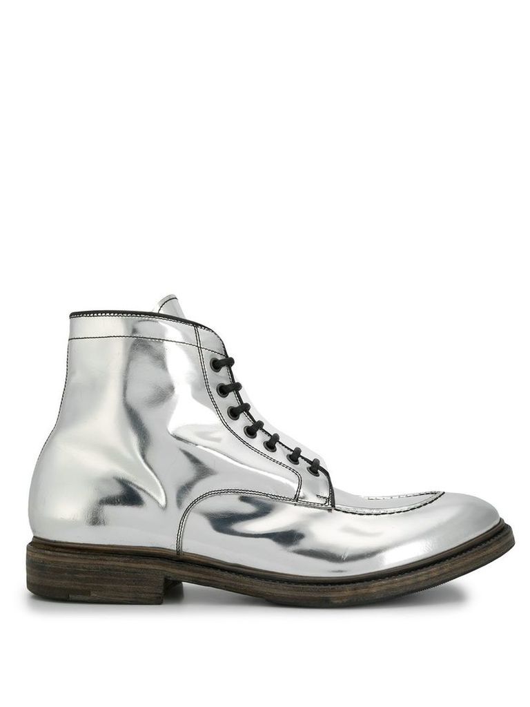 Premiata metallized ankle boots - SILVER