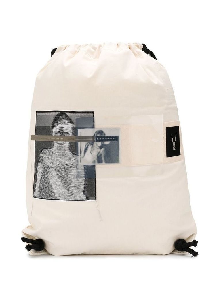Rick Owens DRKSHDW photographic print backpack - White