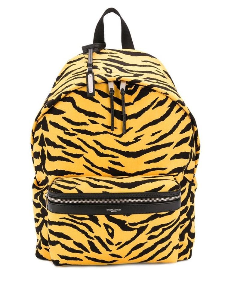 Saint Laurent City tiger-print backpack - Yellow