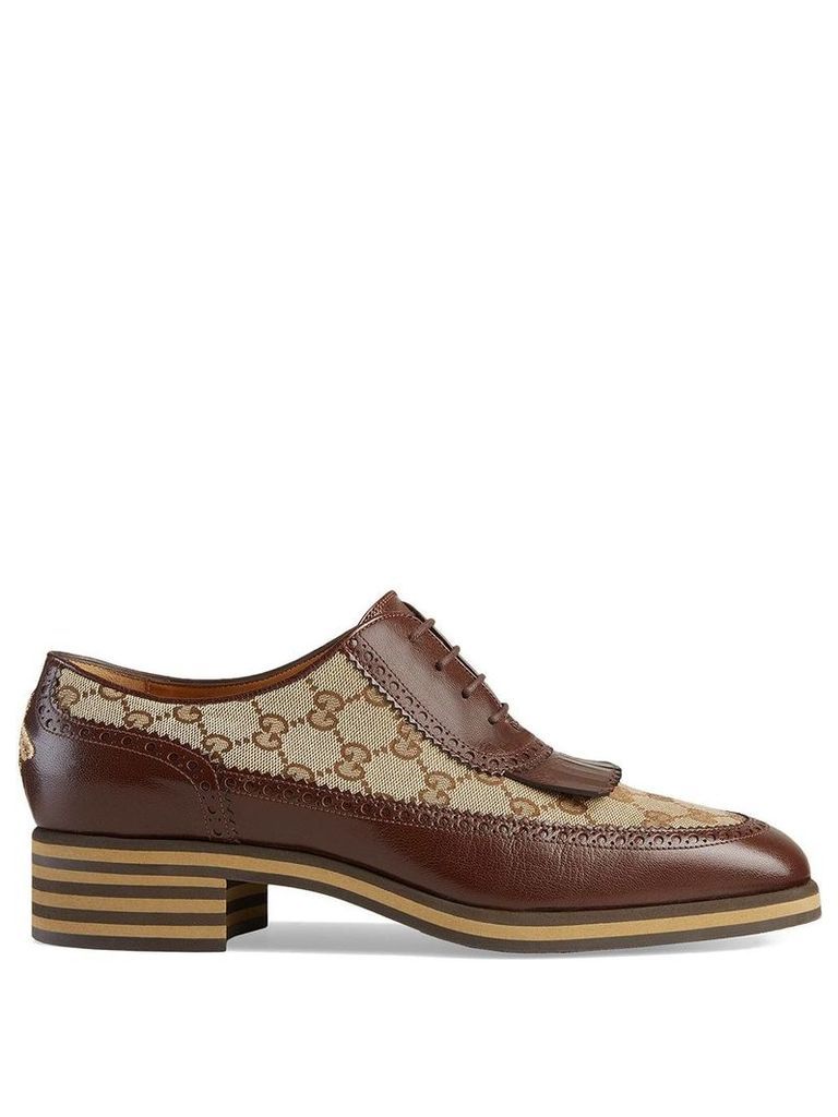 Gucci Leather and GG brogue shoes - Brown