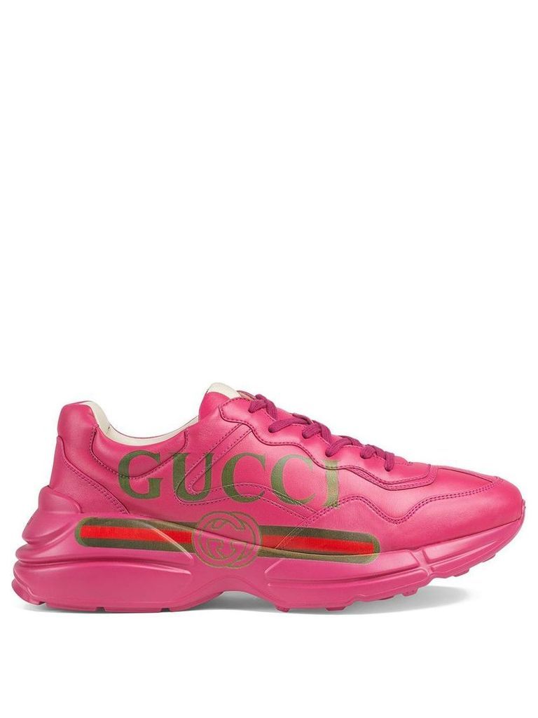Gucci Rhyton Gucci logo leather sneaker - PINK
