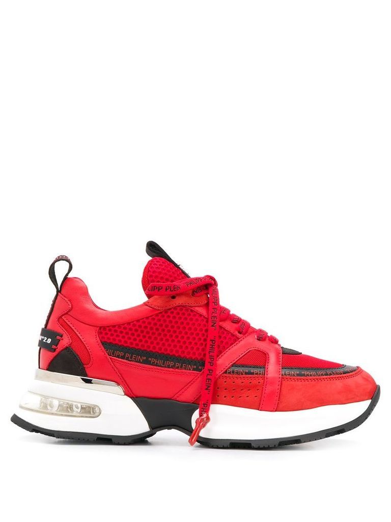 Philipp Plein logo lace low top sneakers - Red