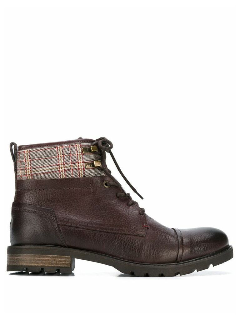 Tommy Hilfiger plaid patch ankle boots - Brown