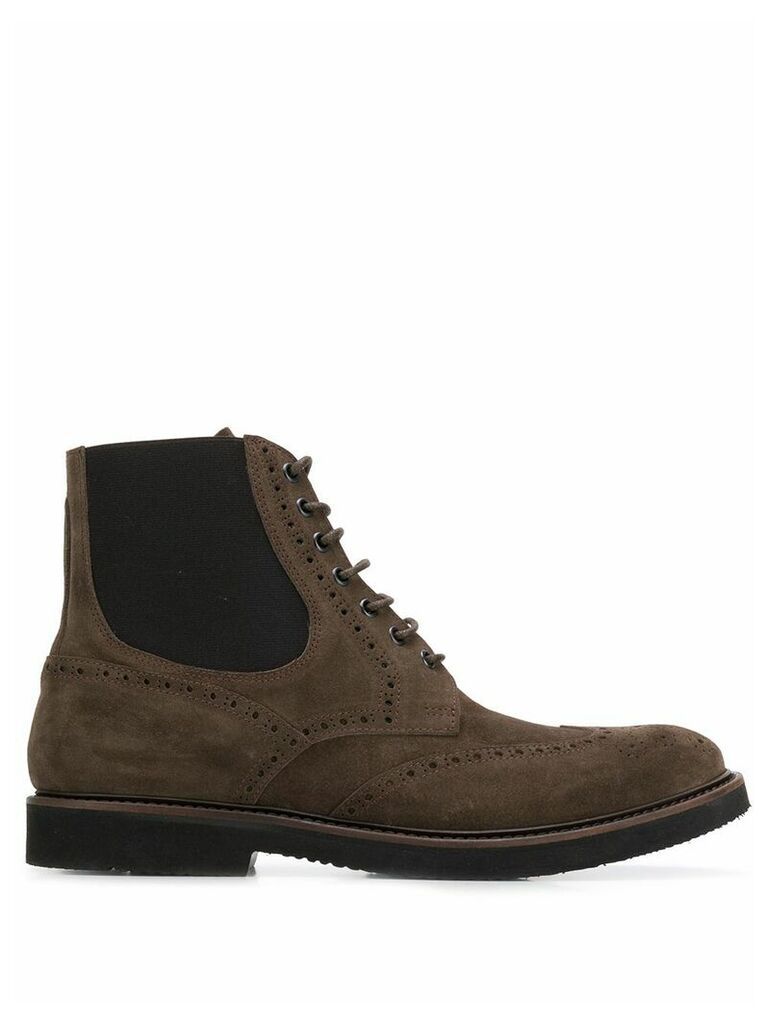 Eleventy perforated lace-up boots - Brown